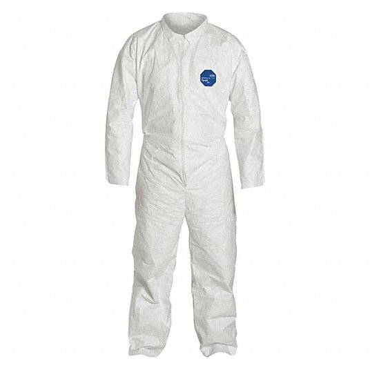 Dupont TY120SWH3X002500 Coveralls 3XL, Tyvek® 400, Open Wrist, Open Ankle, White, Serged Seam, 25 PK