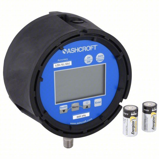 Ashcroft 452074SD02L300BL Digital Pressure Gauge, 0 to 300 psi, 1/4 in MNPT, Plastic, Black