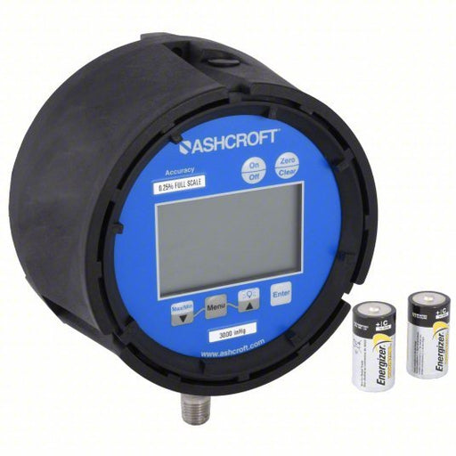 Ashcroft 452074SD02L300BL Digital Pressure Gauge, 0 to 300 psi, 1/4 in MNPT, Plastic, Black