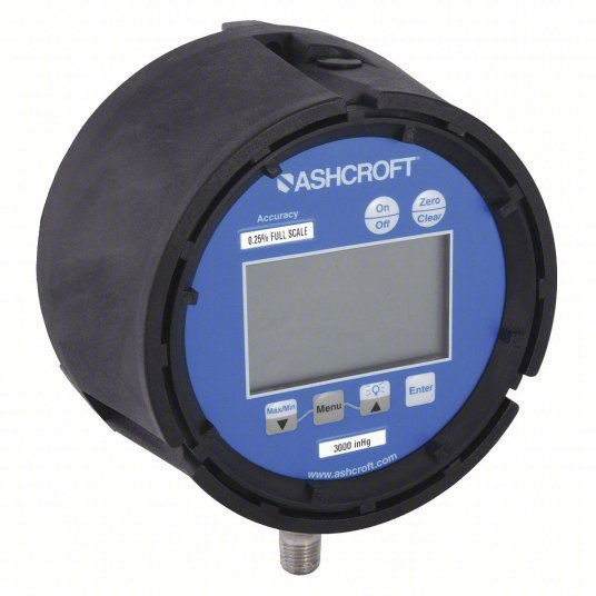 Ashcroft 452074SD02L3000BL Digital Pressure Gauge, 0 to 3000 psi, 1/4 in MNPT, Plastic, Black