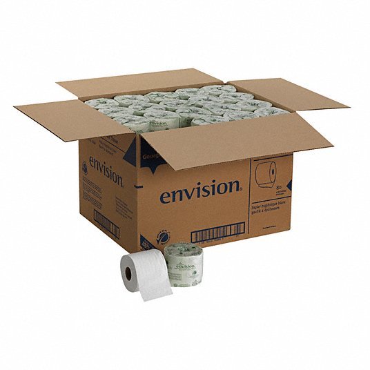 Georgia-Pacific 19880/01 Envision Toilet Paper, 2 Ply, 550 Sheets/Roll, 4 in x 4 in Sheets, Std Core, White, 80 Pack