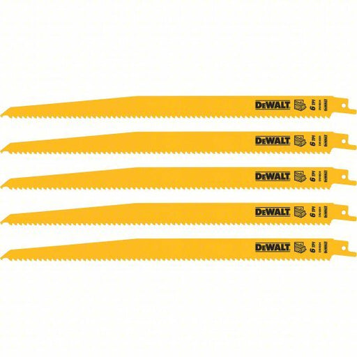 Dewalt DW4804 Reciprocating Saw Blade 6 Teeth per Inch, 12 in Blade Lg, 3/4 in Ht, Tapered Back, 5 PK