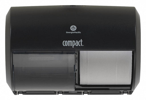 Georgia-Pacific 56784A Toilet Paper Dispenser, Coreless, Horizontal Double Roll, Plastic, Black, Compact®