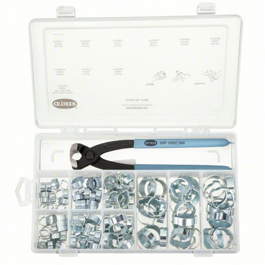 Oetiker 18500114 Hose Clamp Assortment Double Ear, Plastic Case, Zinc-Plated Steel