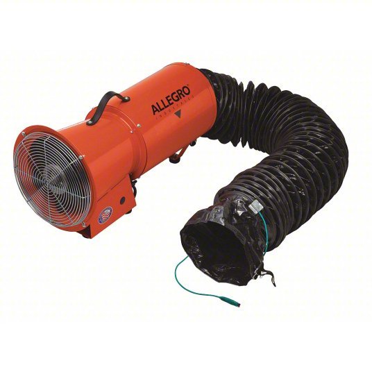 Allegro 9514-06 Confined Space Fan 115 V AC, 8 in Duct Dia, 1/3 hp Horsepower, 890 cfm Max Flow in Free Air
