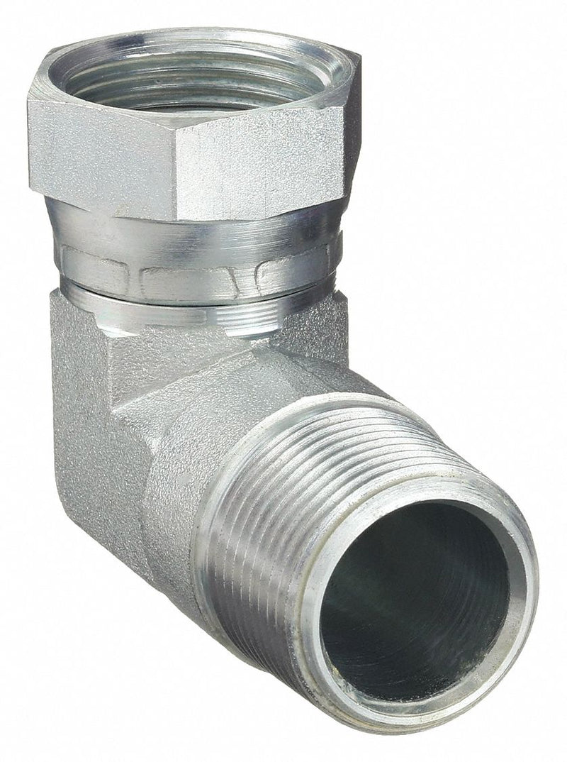 Aeroquip 2047-16-16S Hydraulic Hose Straight Adapter, NPSM Threaded x NPT Threaded, Female x Male, Swivel, 90° Elbow
