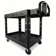 Brute FG452088BLA Utility Cart with Deep Lipped Plastic Shelves 500 lb Load Capacity, 36-3/8 in x 25 in, Black