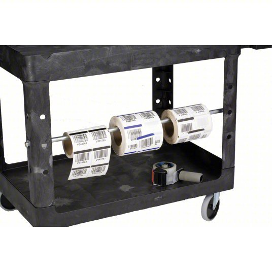 Brute FG452088BLA Utility Cart with Deep Lipped Plastic Shelves 500 lb Load Capacity, 36-3/8 in x 25 in, Black