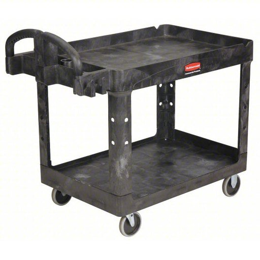 Brute FG452088BLA Utility Cart with Deep Lipped Plastic Shelves 500 lb Load Capacity, 36-3/8 in x 25 in, Black