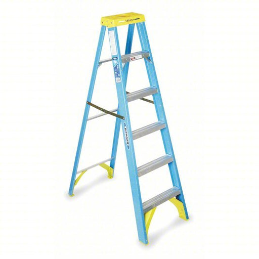 Werner 6006 Stepladder 6 ft Ladder Ht, 5 Steps, 250 lb, 41 1/8 in Base Spread, 22 in Bottom Wd
