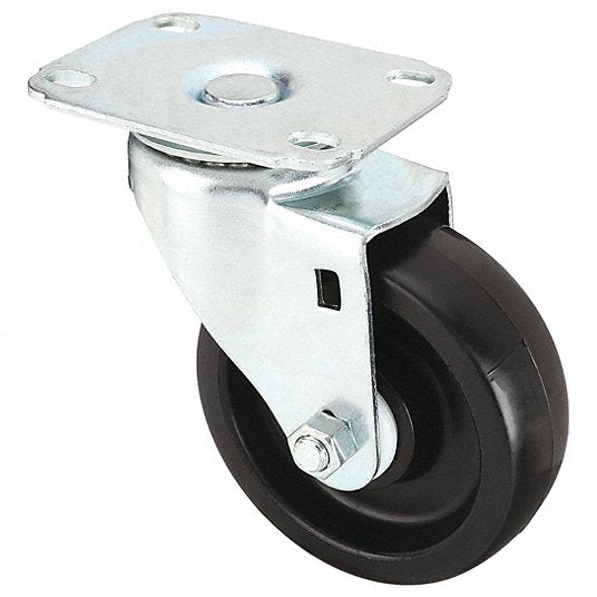 Redwood RW4W912 Swivel NSF-Listed Plate Caster, Polyolfin, 4 in, 275 lb, Blk