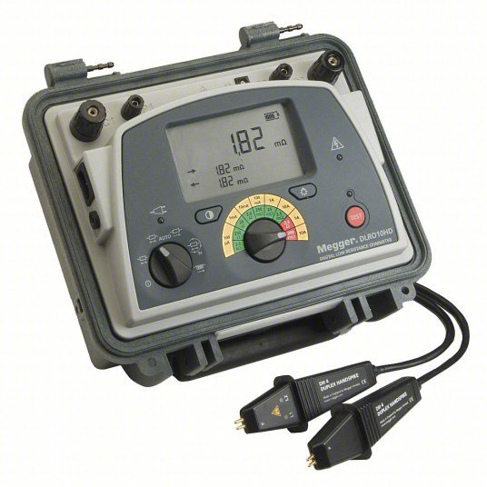 Megger DLRO10HD Micro Ohmmeter CAT III 300V, 250 microohm Max Insulation Resist, 5 Digits, Digital