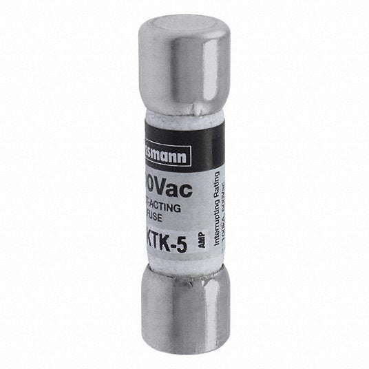 Bussmann KTK-5 Fuse, Fast Acting, 5A, KTK Series, 600V AC, 1-1/2" L x 13/32" dia