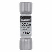 Bussmann KTK-5 Fuse, Fast Acting, 5A, KTK Series, 600V AC, 1-1/2" L x 13/32" dia