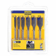 Irwin 88886 Spade Drill Bit Set 6 in Overall Lg, Bright (Uncoated), 1/4 in Shank Hex Size, 6 Drill Bits - Redwood.KV4XL03