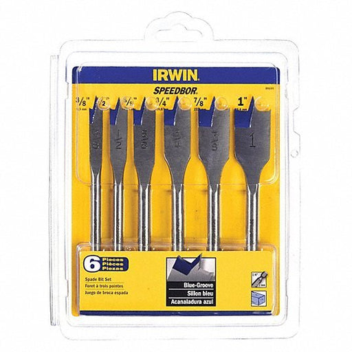 Irwin 88886 Spade Drill Bit Set 6 in Overall Lg, Bright (Uncoated), 1/4 in Shank Hex Size, 6 Drill Bits - Redwood.KV4XL03