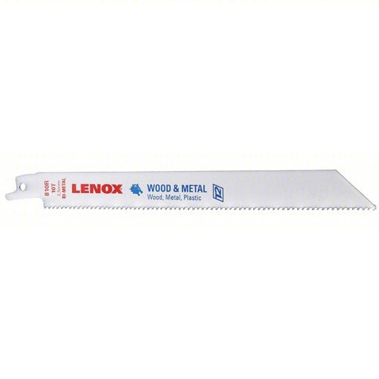 Lenox 20580810R Reciprocating Saw Blade 10 Teeth per Inch, 8 in Blade Lg, 3/4 in Ht, 0.035 in Cut Wd, 5 PK