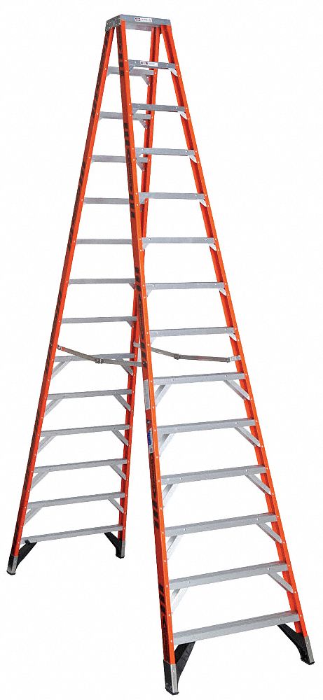 Werner T7414 14 ft Fiberglass Twin Stepladder 300 lb Type IA Non-Conductive