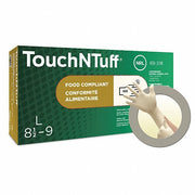 Touchntuff 69-318 Lightweight Latex Exam Gloves, Natural Rubber Latex, Powder Free, Natural, 100 PK
