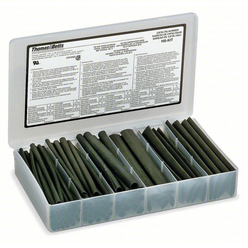 Shrink-Kon HSKIT Heat Shrink Tubing Kit 74 Pc, 1/2 in/1/4 in/1 in/3/16 in/3/4 in/3/8 in, 2:1, 6 in