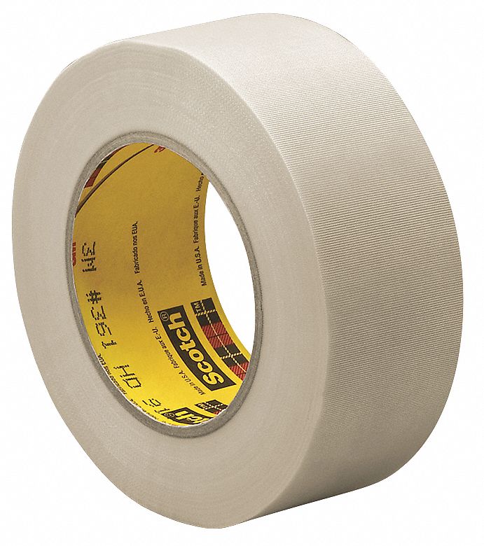 3M 361 Cloth Tape, 1/2 in Wd, 60 yd Lg, 6.4 mil Thick, White, Fiberglass Cloth, Silicone, Single-Sided