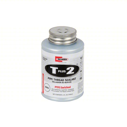Rectorseal 23631 Pipe Thread Sealant T Plus 2, 4.8 fl oz, Brush-Top Can, White