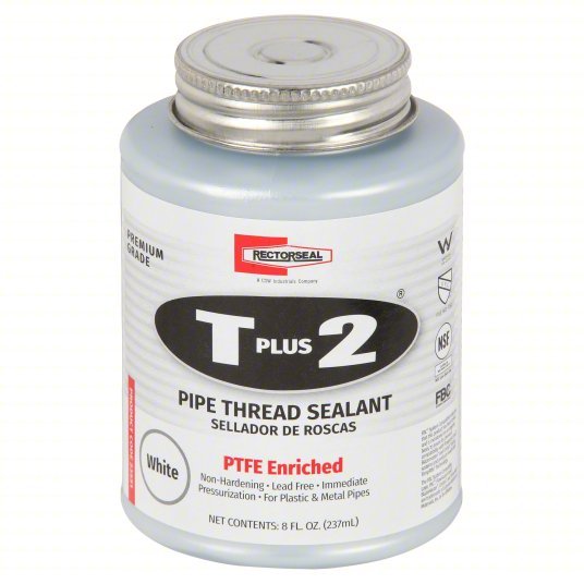 Rectorseal 23551 Pipe Thread Sealant T Plus 2, 9.6 fl oz, Brush-Top Can, White