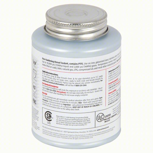 Rectorseal 23551 Pipe Thread Sealant T Plus 2, 9.6 fl oz, Brush-Top Can, White