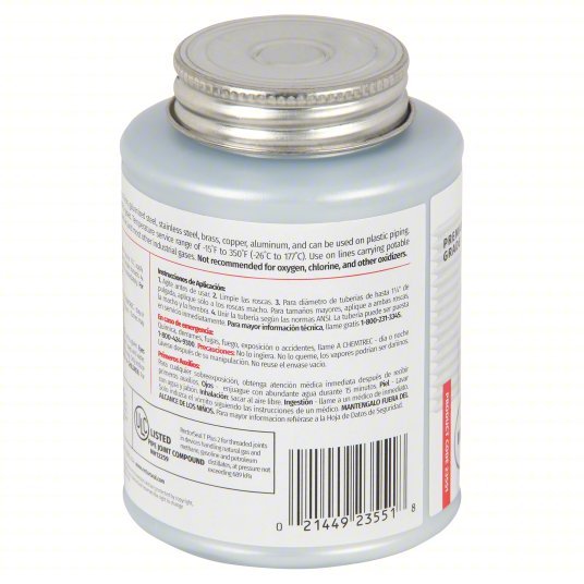 Rectorseal 23551 Pipe Thread Sealant T Plus 2, 9.6 fl oz, Brush-Top Can, White