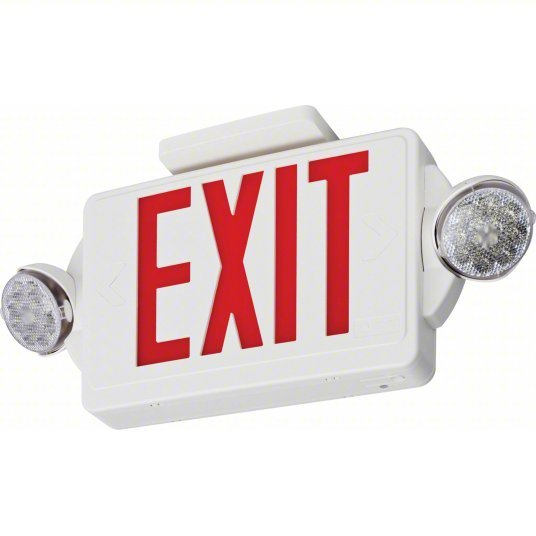 Lithonia LHQM LED R HO Exit Sign with Emergency Lights White, 2 Faces, Red, LED, Ceiling/End/Wall, Nickel Cadmium, Round