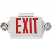 Lithonia LHQM LED R HO Exit Sign with Emergency Lights White, 2 Faces, Red, LED, Ceiling/End/Wall, Nickel Cadmium, Round