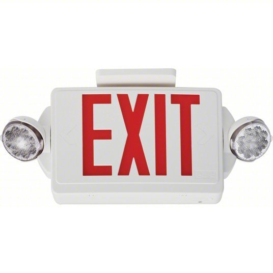 Lithonia LHQM LED R HO Exit Sign with Emergency Lights White, 2 Faces, Red, LED, Ceiling/End/Wall, Nickel Cadmium, Round