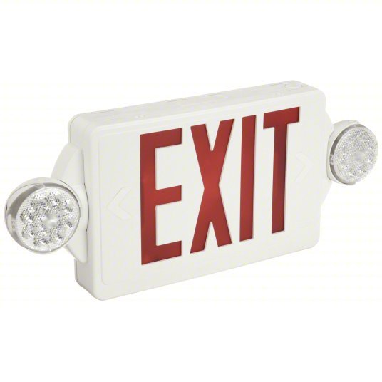 Lithonia LHQM LED R HO Exit Sign with Emergency Lights White, 2 Faces, Red, LED, Ceiling/End/Wall, Nickel Cadmium, Round