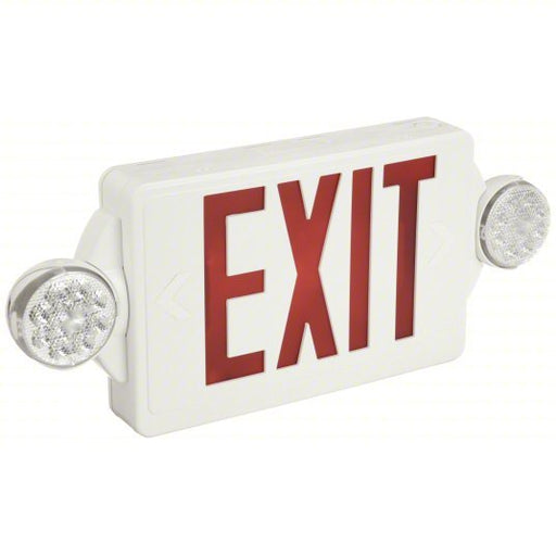 Lithonia LHQM LED R HO Exit Sign with Emergency Lights White, 2 Faces, Red, LED, Ceiling/End/Wall, Nickel Cadmium, Round