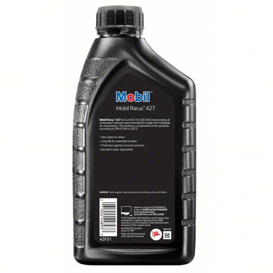 Mobil 123001 Non-Detergent Compressor Oil 1 qt, Bottle, 30 SAE Grade, 100 ISO Viscosity Grade PK6