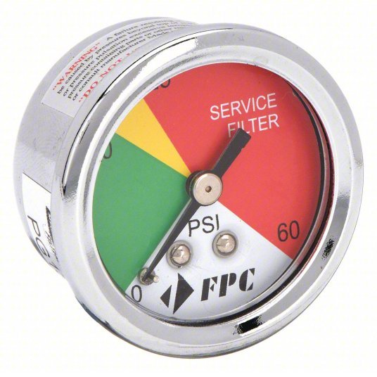 Baldwin PG1326 Pressure Gauge, 0 to 60 psi, 1/8 in MNPT, Steel
