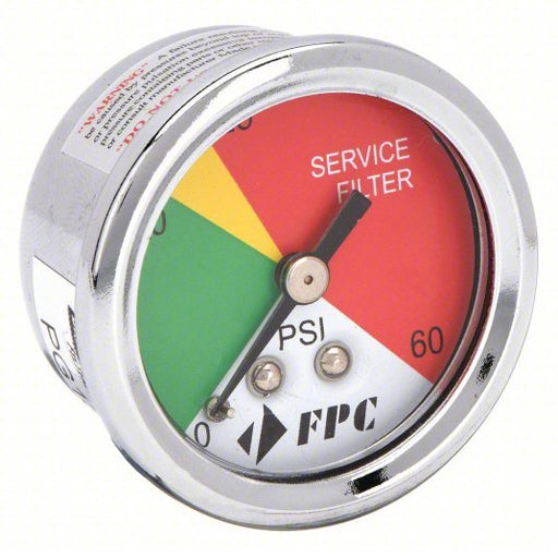 Baldwin PG1326 Pressure Gauge, 0 to 60 psi, 1/8 in MNPT, Steel