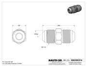 McMaster 50635K514 45 Degree Flared Fitting for Copper and Brass Tubing, Straight Connector for 3/8" Tube OD