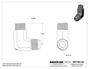McMaster 50715K183 37 Degree Flared Fitting for Stainless Steel Tubing 90 Degree Adapter for 3/8" Tube OD x 1/4 NPT Male