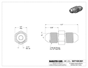 McMaster 50715K261 37 Degree Flared Fitting for Stainless Steel Tubing Straight Connector for 1/4" Tube OD