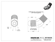 McMaster 50715K639 37 Degree Flared Fitting for Stainless Steel Tubing 45 Degree Adapter for 1/4" Tube OD x 1/8 NPT Male