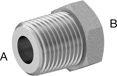 McMaster 50925K343 Compact Extreme-Pressure Steel Pipe Fitting Bushing Adapter, 3/8 NPTF Male x 1/8 NPTF Female