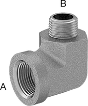 McMaster 50925K517 Compact Extreme-Pressure Steel Pipe Fitting 90 Degree Reducing Adapter, 3/4 Female x 1/2 Male NPTF