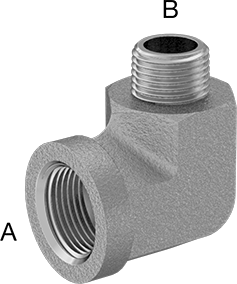 McMaster 50925K517 Compact Extreme-Pressure Steel Pipe Fitting 90 Degree Reducing Adapter, 3/4 Female x 1/2 Male NPTF