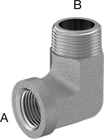 McMaster 50925K518 Compact Extreme-Pressure Steel Pipe Fitting 90 Degree Reducing Adapter, 3/4 Male x 1/2 Female NPTF