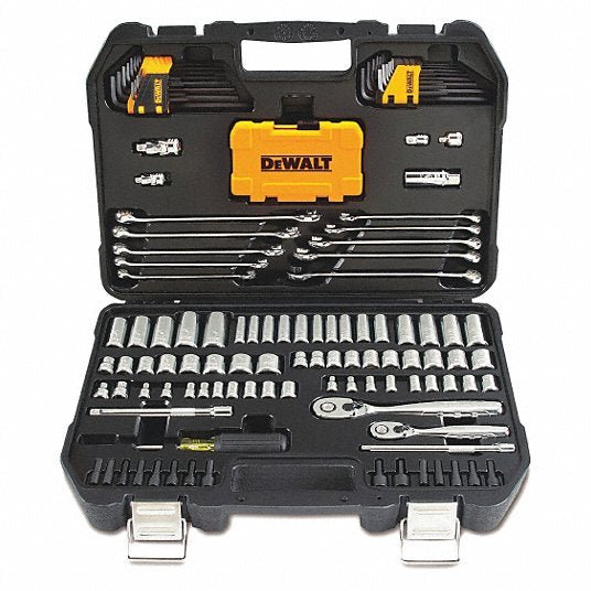 DeWalt DWMT73802 Mechanics Tool Kit,w/Case 142 Total Pcs, SAE, 1/4 in/3/8 in Socket Drive Size