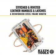 Klein 5102-16 Tool Bag Canvas, 1 Pockets, 16 in Overall Wd, 6 in Overall Dp, 14 in Overall Ht, Brown
