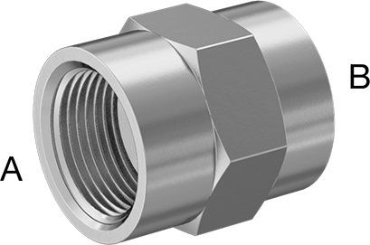 McMaster 51205K232 Extreme-Pressure 316 Stainless Steel Pipe Fitting Straight Reducer with Hex Body, 1 x 1/2 NPTF Female