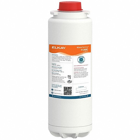 Elkay 51299C Replacement Filter Cartridge 1.5 gpm, 1,500 gal, 9 1/2 in Overall Ht, 3 1/4 in Dia