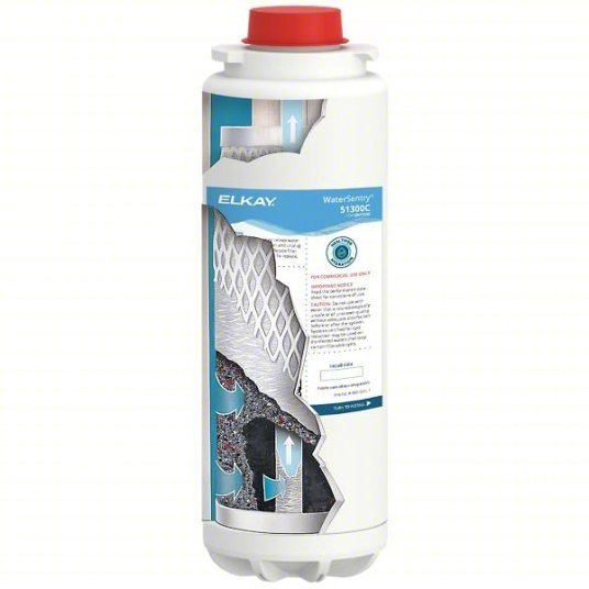 Elkay 51300C Replacement Filter Cartridge: 1.5 gpm, 3,000 gal, 9 1/2 in Overall Ht, 3 1/8 in Dia